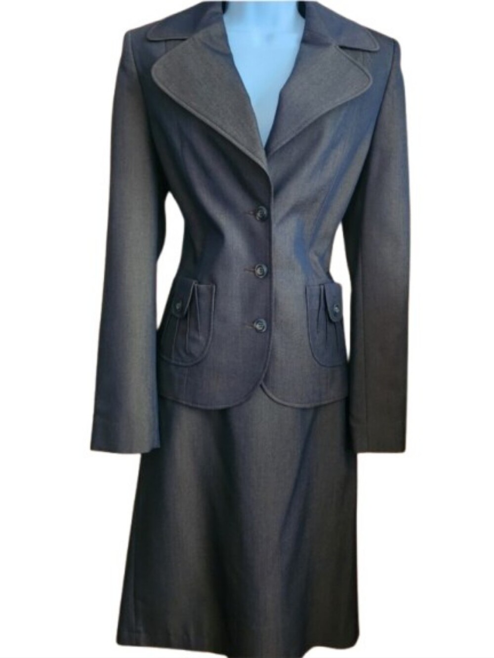 Dark Brown Rust Jacket & Skirt Set Size 42